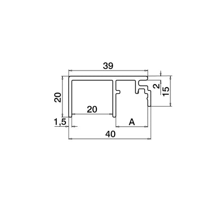 Q-railing EASY GLASS privedimo aliuminio profilis MOD 6970 U plotis: 20 mm, ilgis: 5000 mm, ner. plieno išvaizda (brushed, anodised)