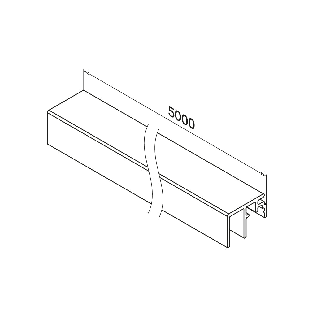 Q-railing EASY GLASS SMART / SMART+ aliuminio privedimo profilis MOD 6972 U-plotis: 10 mm, ilgis: 5000 mm, aliuminis, be paviršiaus apdirbimo