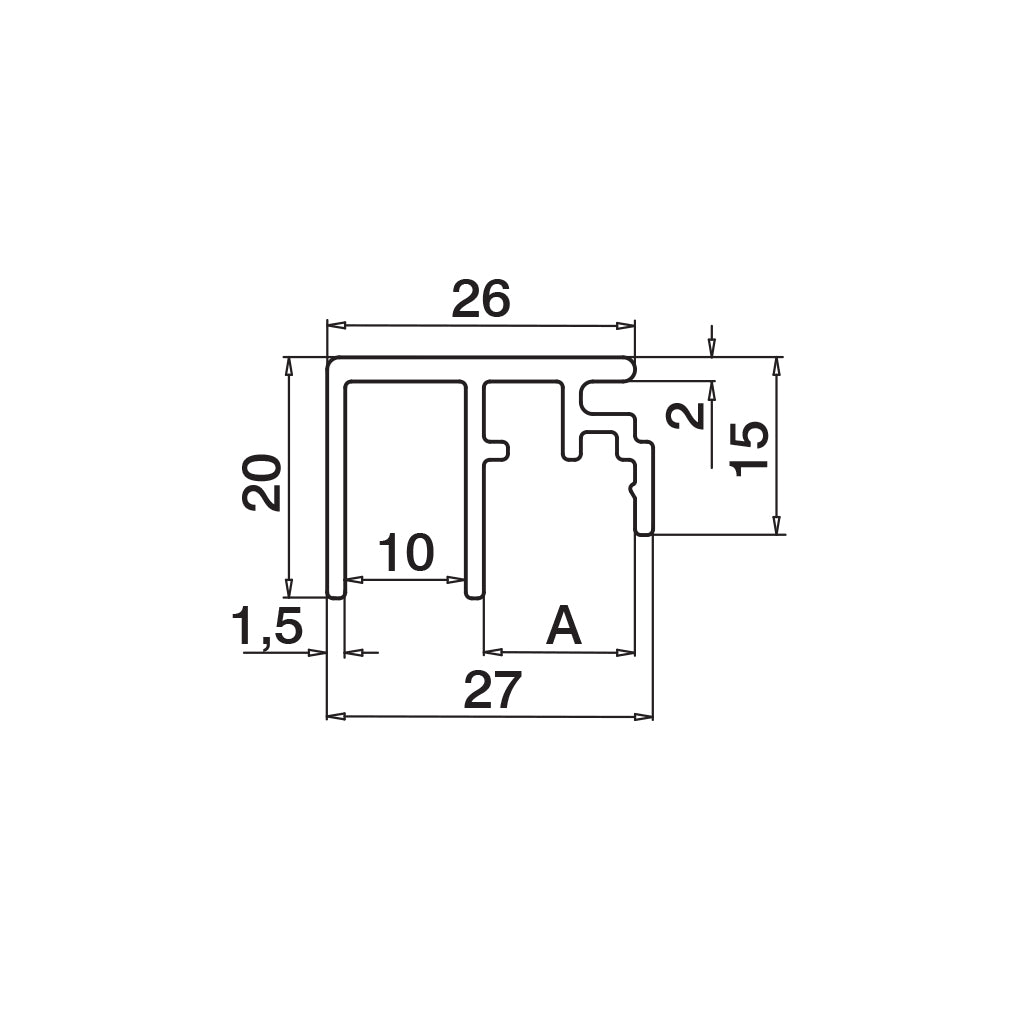 Q-railing EASY GLASS SMART / SMART+ aliuminio privedimo profilis MOD 6972 U-plotis: 10 mm, ilgis: 5000 mm, ner. plieno išvaizda (brushed, anodised)