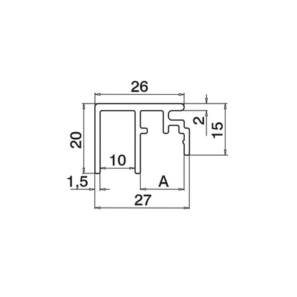 Q-railing EASY GLASS SMART / SMART+ aliuminio privedimo profilis MOD 6972 U-plotis: 10 mm, ilgis: 5000 mm, ner. plieno išvaizda (brushed, anodised)