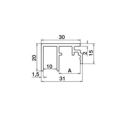 Q-railing EASY GLASS PRIME aliuminis privedimo profilis MOD 6974 U-plotis: 10 mm, ilgis: 5000 mm, ner. plieno išvaizda (brushed, anodised)