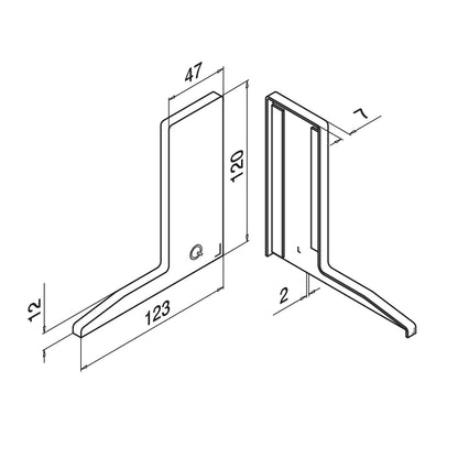 Q-railing EASY GLASS SLIM F Top Mount profilio aklė MOD 8022 kairė pusė, ner. plieno išvaizda (brushed, anodised)