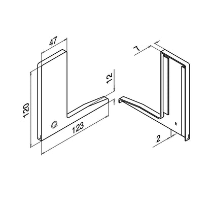 Q-railing EASY GLASS SLIM F Top Mount profilio aklė MOD 8022 dešinė pusė, ner. plieno išvaizda (brushed, anodised)