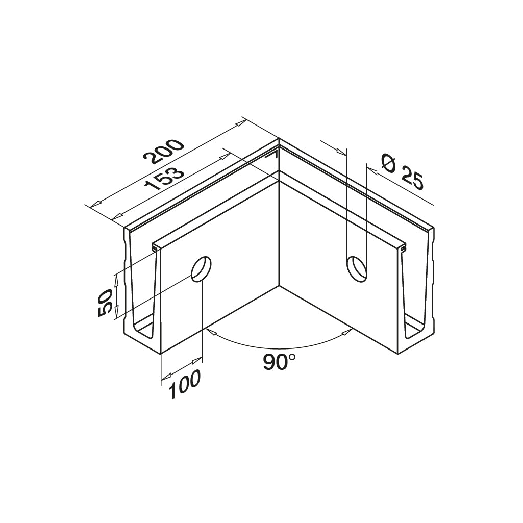 Q-railing EASY GLASS SLIM Fascia Mount profilio kampas MOD 8031 vidinis kampas, ner. plieno išvaizda (brushed, anodised)