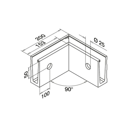 Q-railing EASY GLASS SLIM Fascia Mount profilio kampas MOD 8031 vidinis kampas, ner. plieno išvaizda (brushed, anodised)