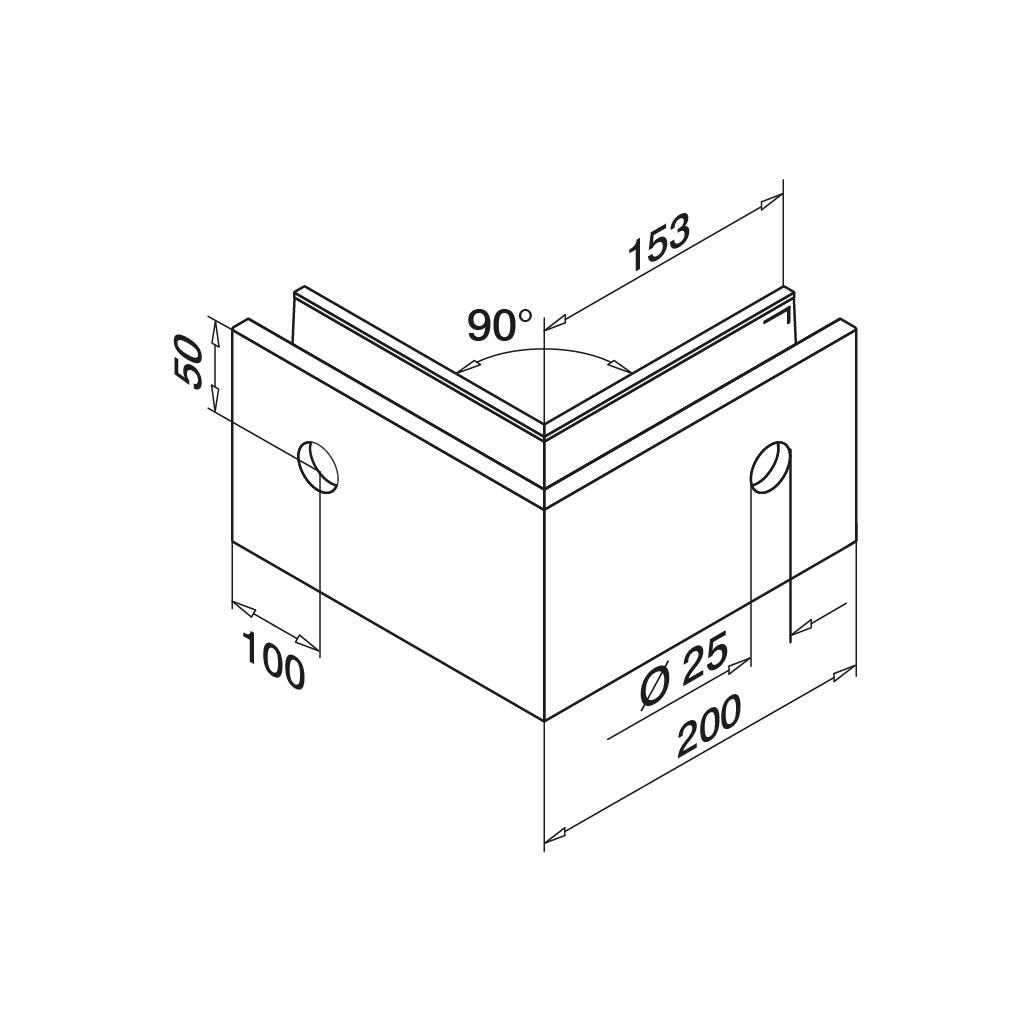 Q-railing EASY GLASS SLIM Fascia Mount profilio kampas MOD 8031 išorinis kampas, ner. plieno išvaizda (brushed, anodised)