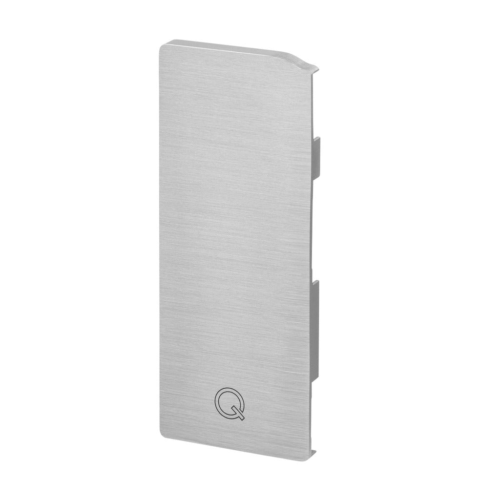 Q-railing EASY GLASS SLIM Fascia Mount profilio aklė MOD 8034 profiliui su dangteliu, dešinė pusė, ner. plieno išvaizda (brushed, anodised)