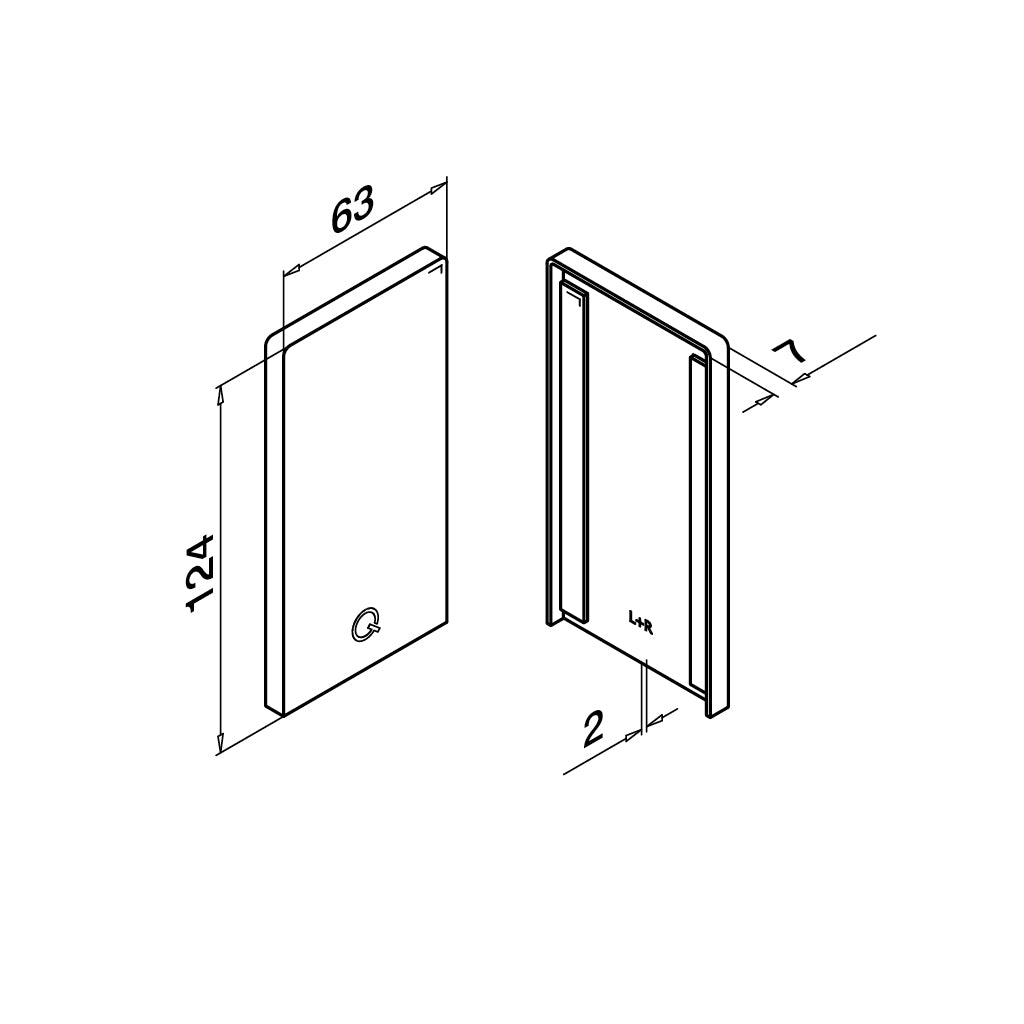 Q-railing EASY GLASS PRO Top Mount profilio aklė MOD 8112 tinka kairei ir dešinei pusėms, ner. plieno išvaizda (brushed, anodised)
