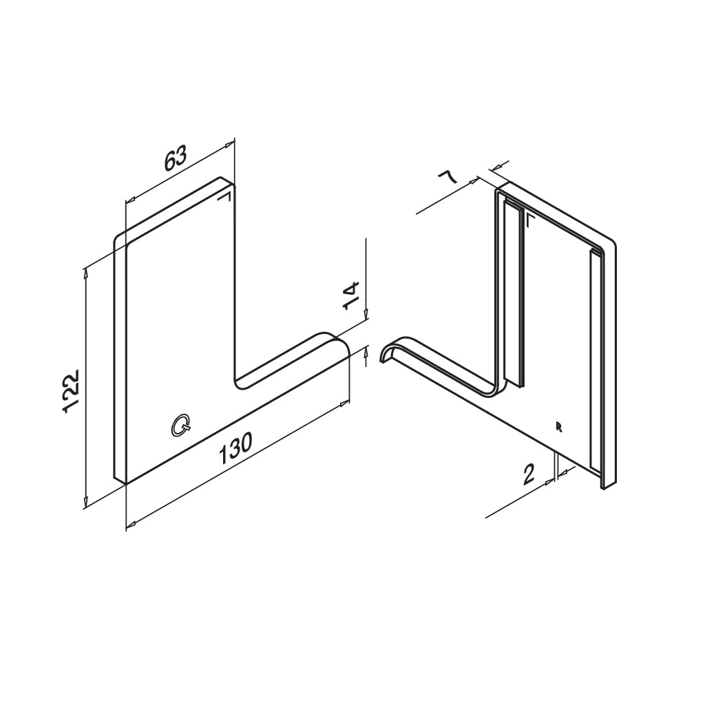 Q-railing EASY GLASS PRO F Profilio aklė, kairė MOD 8122 168122-01-18