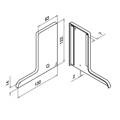 Q-railing EASY GLASS PRO F Profilio aklė, kairė MOD 8122 168122-01-18