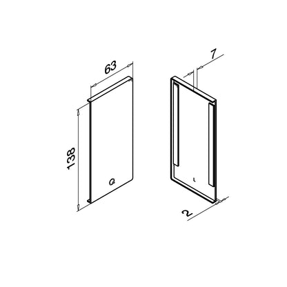 Q-railing EASY GLASS PRO Fascia Mount aklė MOD 8132 kairė pusė, ner. plieno išvaizda (brushed, anodised)
