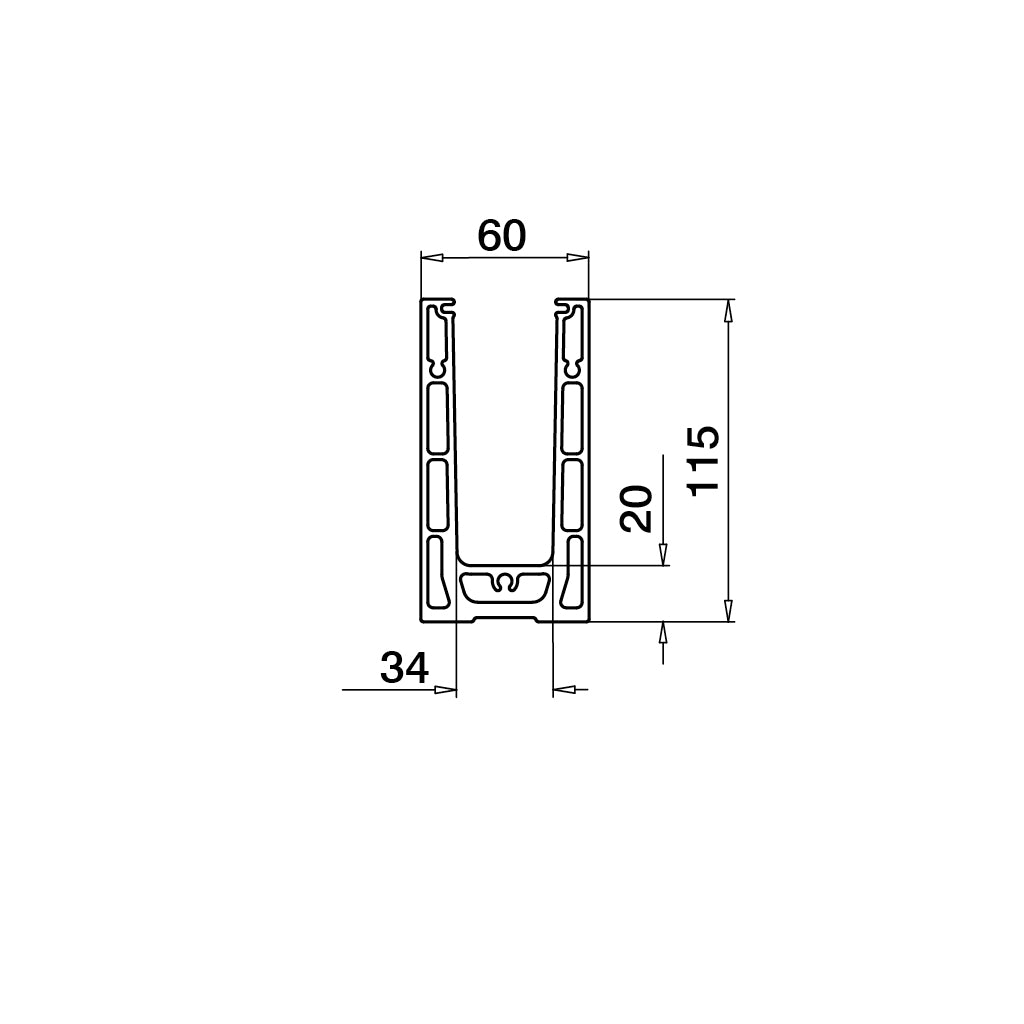 Aliuminio profilis stiklui Q-railing EASY GLASS SMART Top Mount MOD 8210 ilgis: 5000 mm, be skylių, aliuminis, be paviršiaus apdirbimo