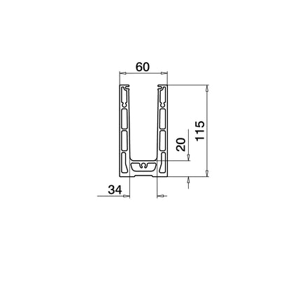 Q-railing EASY GLASS SMART Top Mount Profilio kampas MOD 8211 aliuminis, pav. be apdirbimo