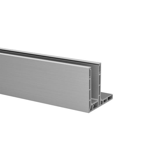 Aliuminio profilis stiklui Q-railing EASY GLASS SMART F Top mount MOD8220 ilgis: 2500 mm, su skylėmis, anod. aliuminis, ner. plieno išvaizda (brushed, anodised)