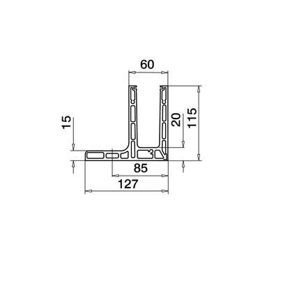 Q-railing EASY GLASS SMART F Top Mount Profilio kampas MOD 8221 išorinis kampas, anod. aliuminis, ner. plieno išvaizda (brushed, anodised)