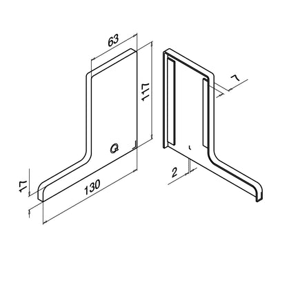 Q-railing EASY GLASS SMART F Profilio aklė MOD 8222 kairė, anod. aliuminis, ner. plieno išvaizda (brushed, anodised)