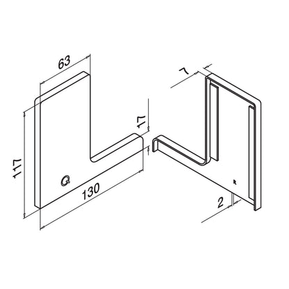 Q-railing EASY GLASS SMART F Profilio aklė MOD 8222 dešinė, aliuminis, pav. be apdirbimo