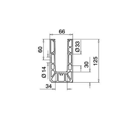 Aliuminio profilis stiklui Q-railing EASY GLASS SMART Fascia Mount MOD 8230 ilgis: 5000 mm, su skylėmis, aliuminis, pav. be apdirbimo / Tarpinės užsakomos atskirai