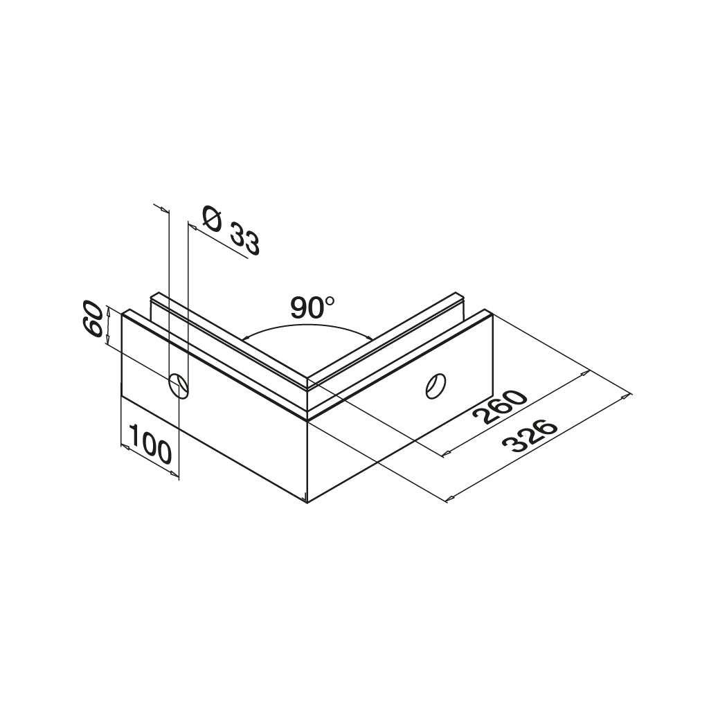 Q-railing EASY GLASS SMART Fascia Profilio kampas MOD 8231 išorinis kampas, aliuminis pav. be apdirbimo