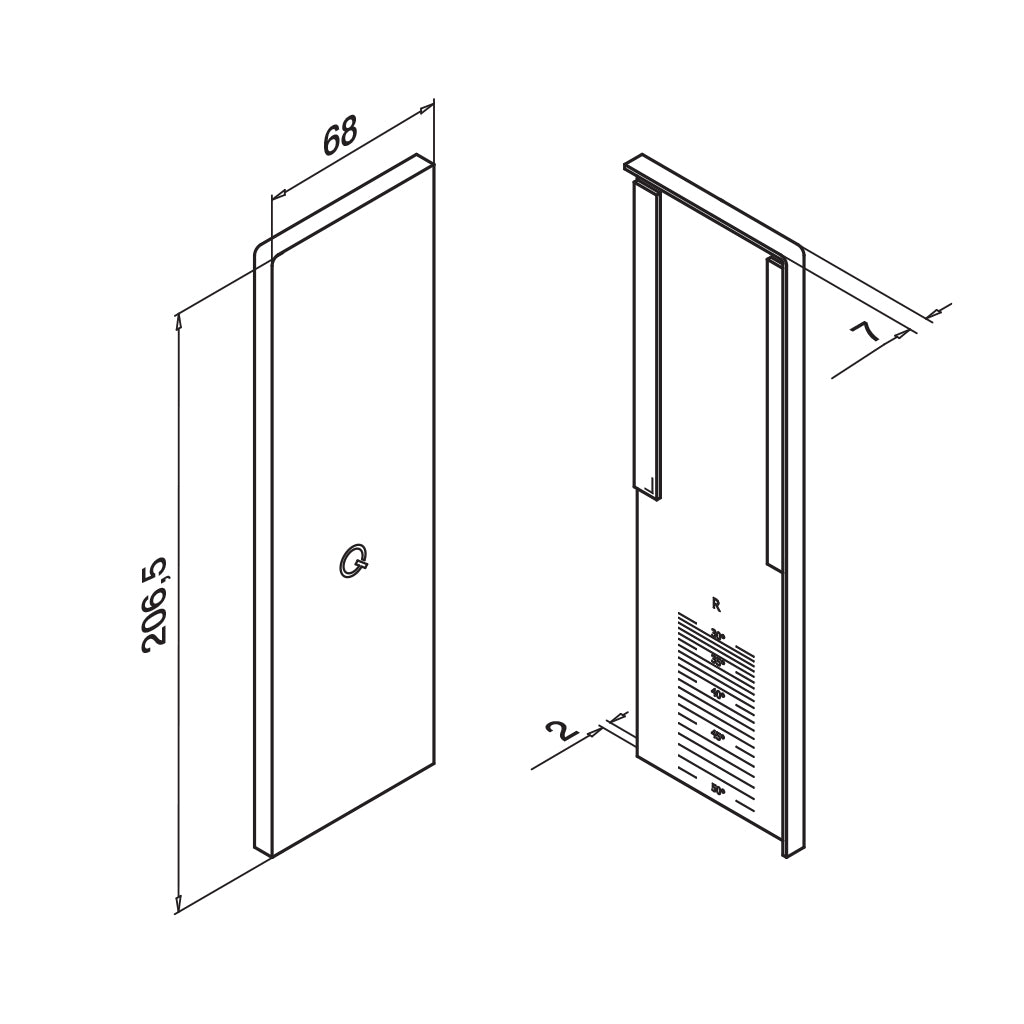 Q-railing EASY GLASS SMART Fascia Profilio aklė laiptams MOD 8233 dešinė pusė, aliuminis, be paviršiaus apdirbimo