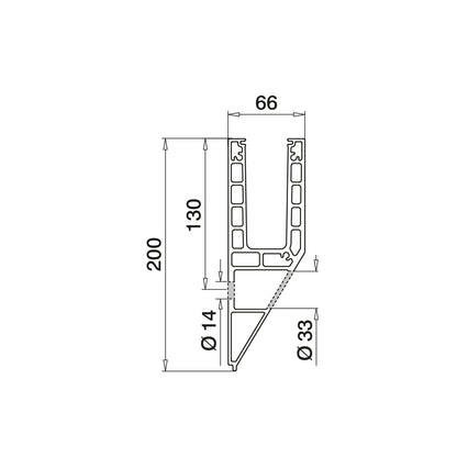Aliuminio profilis stiklui Q-railing EASY GLASS SMART Y Fascia Mount MOD 8240 ilgis: 2500 mm, su skylėmis, ner. plieno išvaizda (brushed, anodised)