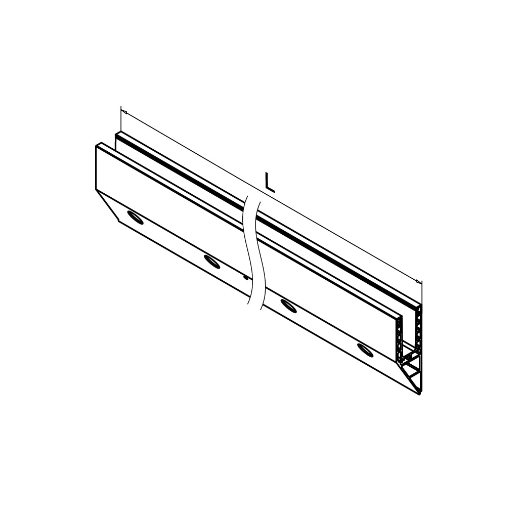 Aliuminio profilis stiklui Q-railing EASY GLASS SMART Y Fascia Mount MOD 8240 ilgis: 5000 mm, su skylėmis, ner. plieno išvaizda (brushed, anodised)