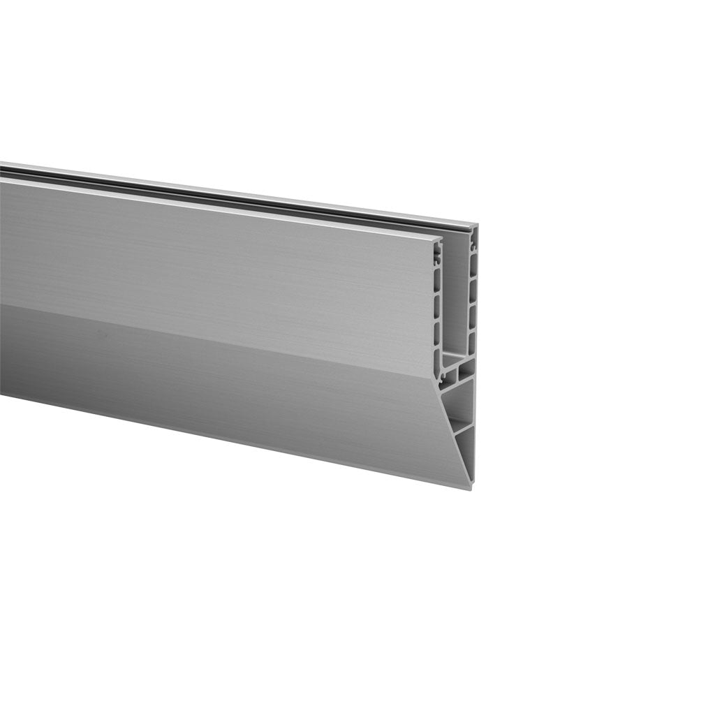 Aliuminio profilis stiklui Q-railing EASY GLASS SMART Y Fascia Mount MOD 8240 ilgis: 5000 mm, be skylių, ner. plieno išvaizda (brushed, anodised)