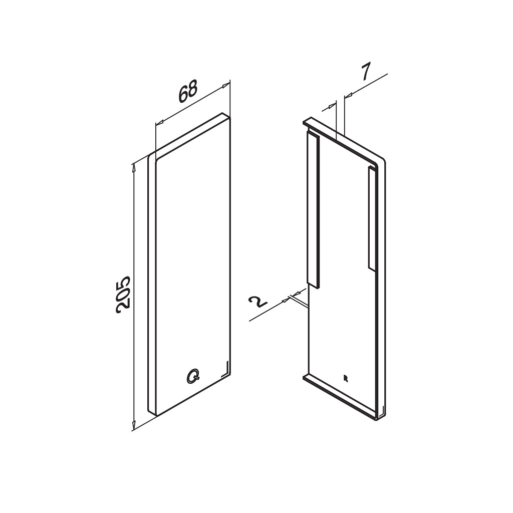 Q-railing EASY GLASS SMART Y Fascia Mount Profilio aklė MOD 8242 dešinė pusė, ner. plieno išvaizda (brushed, anodised)