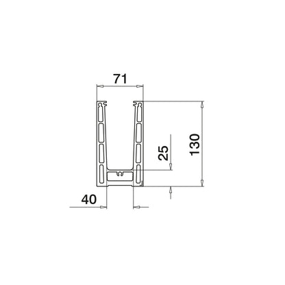 Q-railing EASY GLASS PRIME Top Mount Profilis MOD 8410 ilgis: 2500 mm, su skylėmis, anod. aliuminis, ner. plieno išvaizda (brushed, anodised)