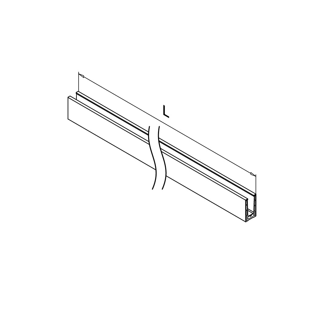 Q-railing EASY GLASS PRIME Top Mount Profilis MOD 8410 ilgis: 5000 mm, su skylėmis, anod. aliuminis, ner. plieno išvaizda (brushed, anodised)