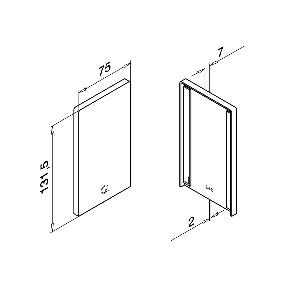 Q-railing EASY GLASS PRIME Top Mount Profilio aklė MOD 8412 kairė ir dešinė pusės, aliuminis, be paviršiaus apdirbimo