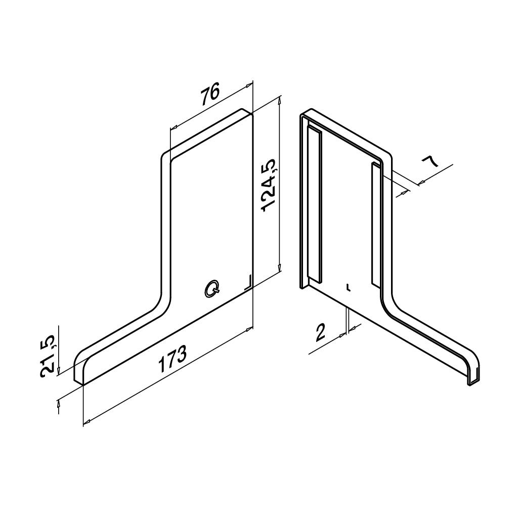 Q-railing EASY GLASS PRIME F Top Mount Profilio aklė MOD 8422 kairė pusė, aliuminis, be paviršiaus apdirbimo