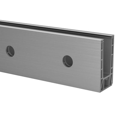 Q-railing EASY GLASS PRIME Fascia Profilis MOD 8430 ilgis: 2500 mm, su skylėmis, ner. plieno išvaizda (brushed, anodised)