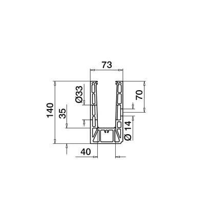 Q-railing EASY GLASS PRIME Fascia Profilis MOD 8430 ilgis: 5000 mm, su skylėmis, ner. plieno išvaizda (brushed, anodised)
