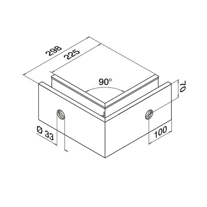 Q-railing EASY GLASS PRIME Fascia Profilio kampas MOD 8431 išorinis kampas, aliuminis, be paviršiaus apdirbimo