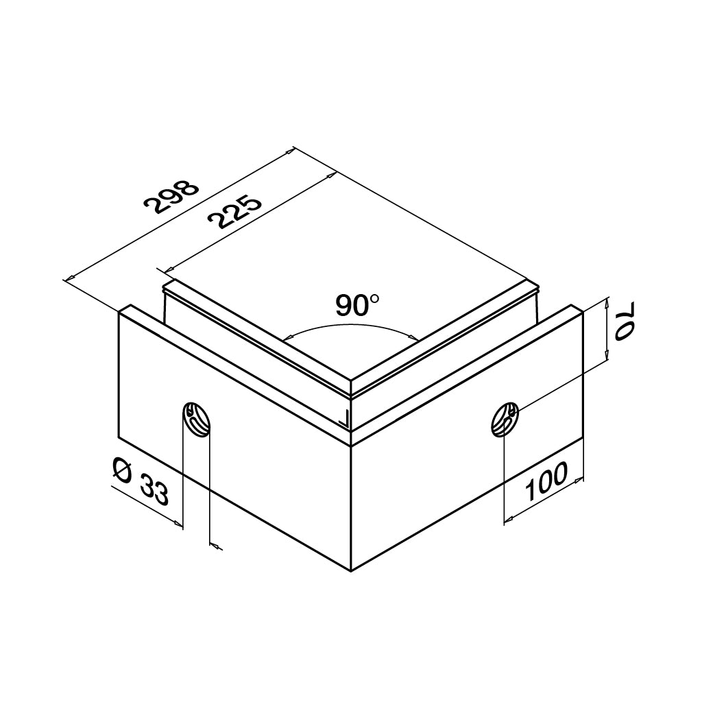 Q-railing EASY GLASS PRIME Fascia Profilio kampas MOD 8431 išorinis kampas, anod. aliuminis, ner. plieno išvaizda (brushed, anodised)