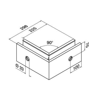 Q-railing EASY GLASS PRIME Fascia Profilio kampas MOD 8431 išorinis kampas, anod. aliuminis, ner. plieno išvaizda (brushed, anodised)