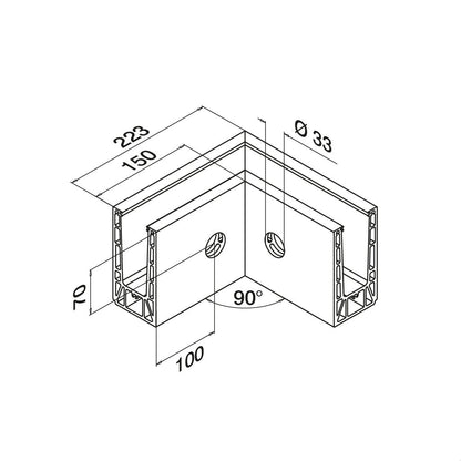 Q-railing EASY GLASS PRIME Fascia Profile corner MOD 8431