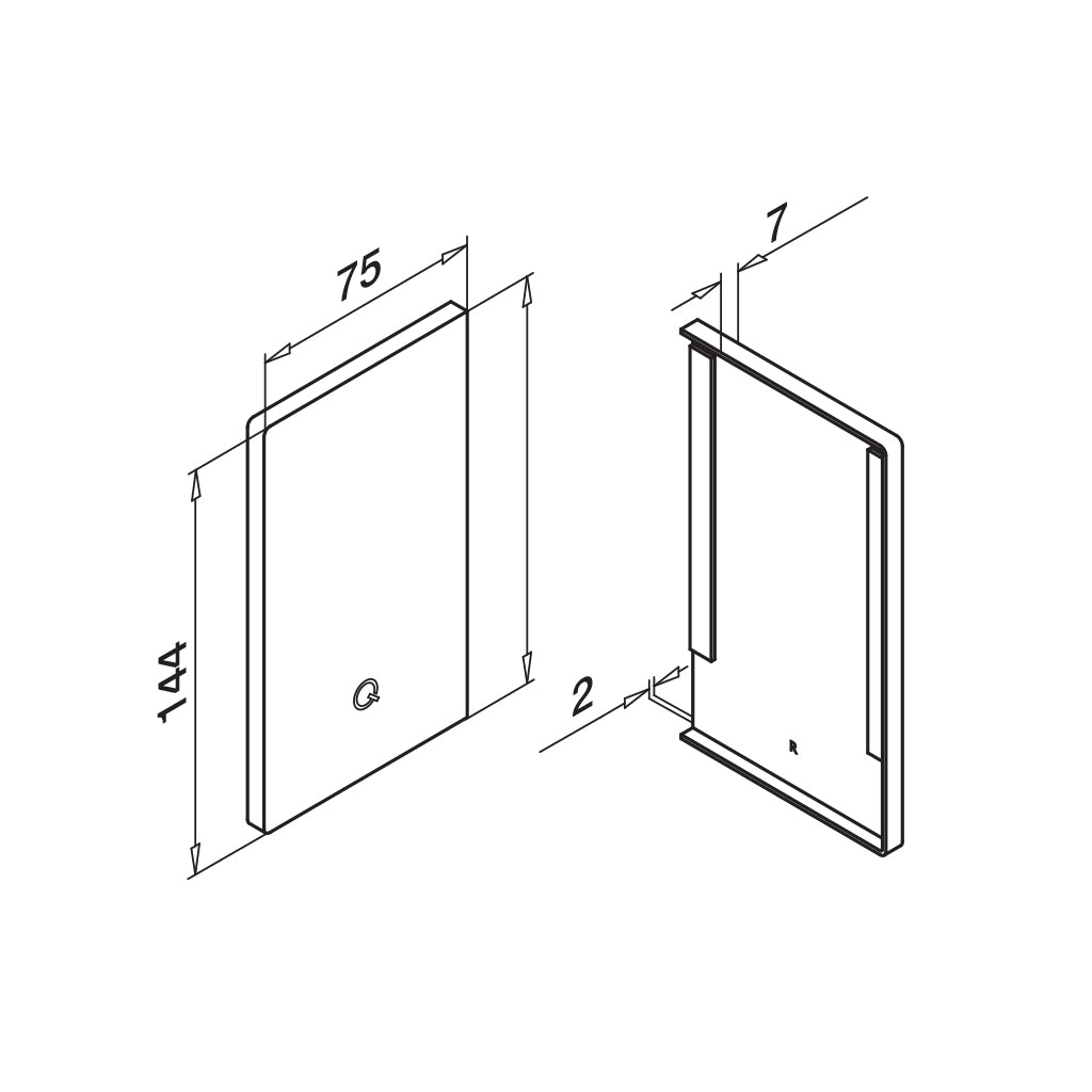 Q-railing EASY GLASS PRIME Fascia Profilio aklė MOD 8432 dešinė pusė, aliuminis, be paviršiaus apdirbimo, profiliui be dangtelio