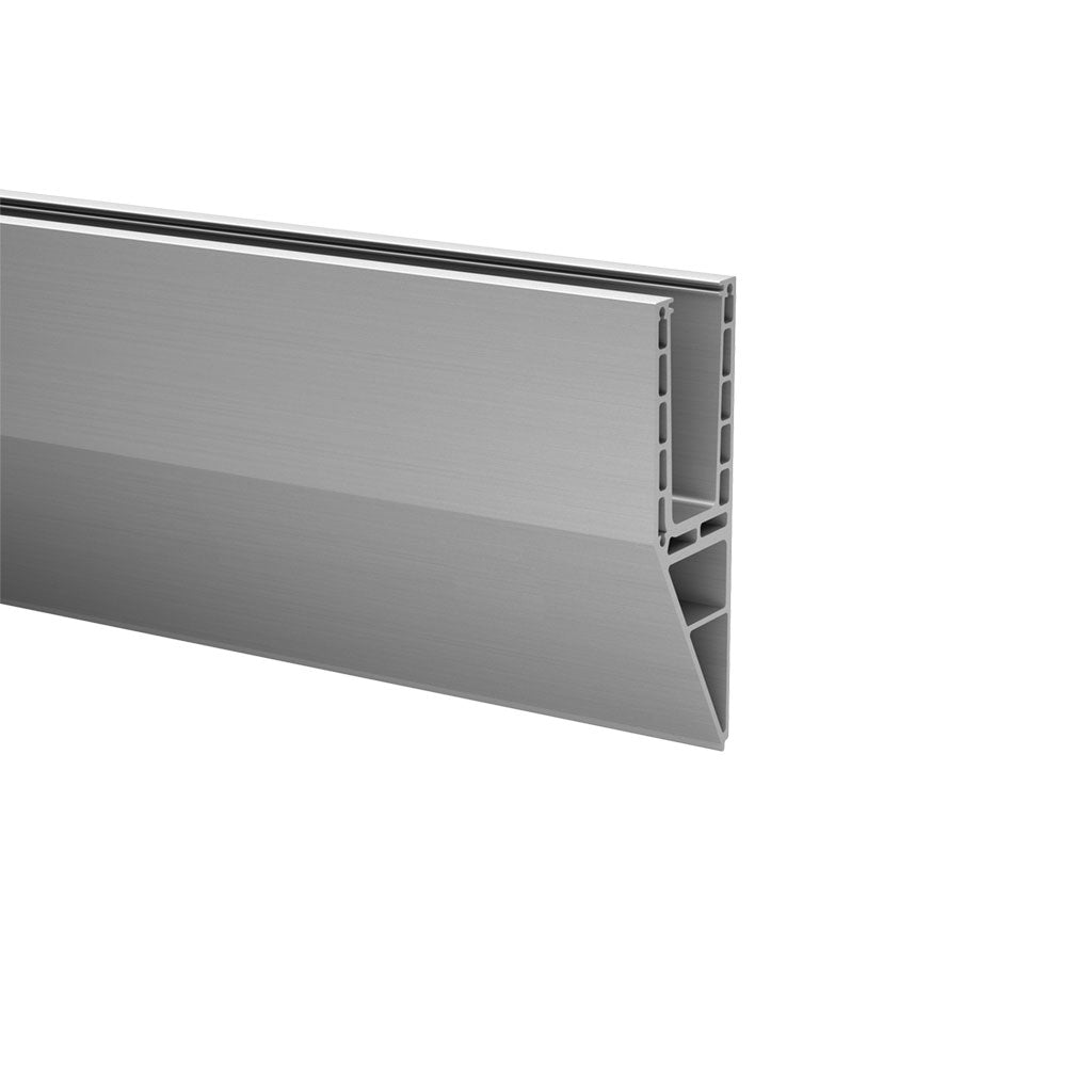 Q-railing EASY GLASS PRIME Y Fascia Profilis MOD 8440 ilgis: 5000 mm, be skylių, ner. plieno išvaizda (brushed, anodised), anodized 25µm