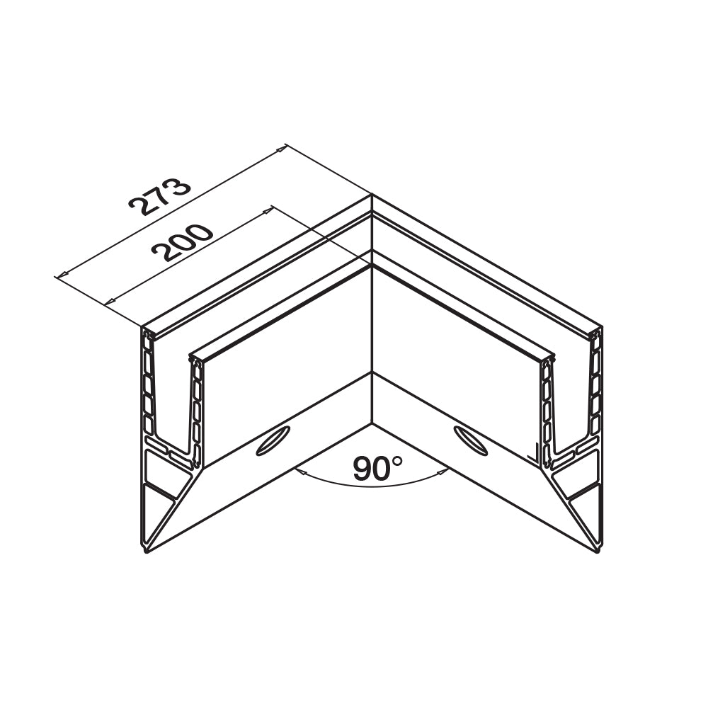 Q-railing EASY GLASS PRIME Y Fascia Profilio kampas MOD 8441 vidinis kampas, anod. aliuminis, ner. plieno išvaizda (brushed, anodised)