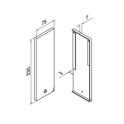 Q-railing EASY GLASS PRIME Y Fascia Profilio aklė MOD 8442 dešinė pusė, aliuminis, be paviršiaus apdirbimo