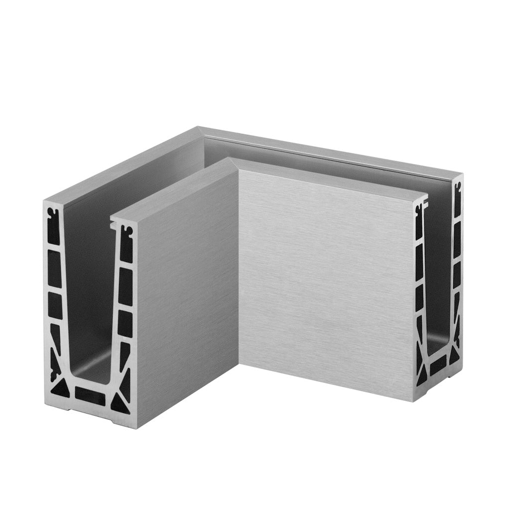 Q-railing EASY GLASS MAX Top Mount profilio kampas MOD 8511 vidinis kampas, ner. plieno išvaizda (brushed, anodised)