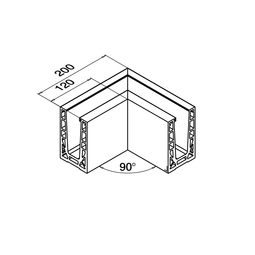 Q-railing EASY GLASS MAX Top Mount profile corner MOD 8511