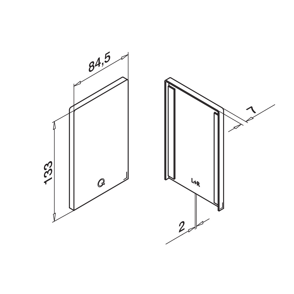 Q-railing EASY GLASS MAX Top Mount profilio aklė MOD 8512 tinka kairei ir dešinei pusėms, ner. plieno išvaizda (brushed, anodised)