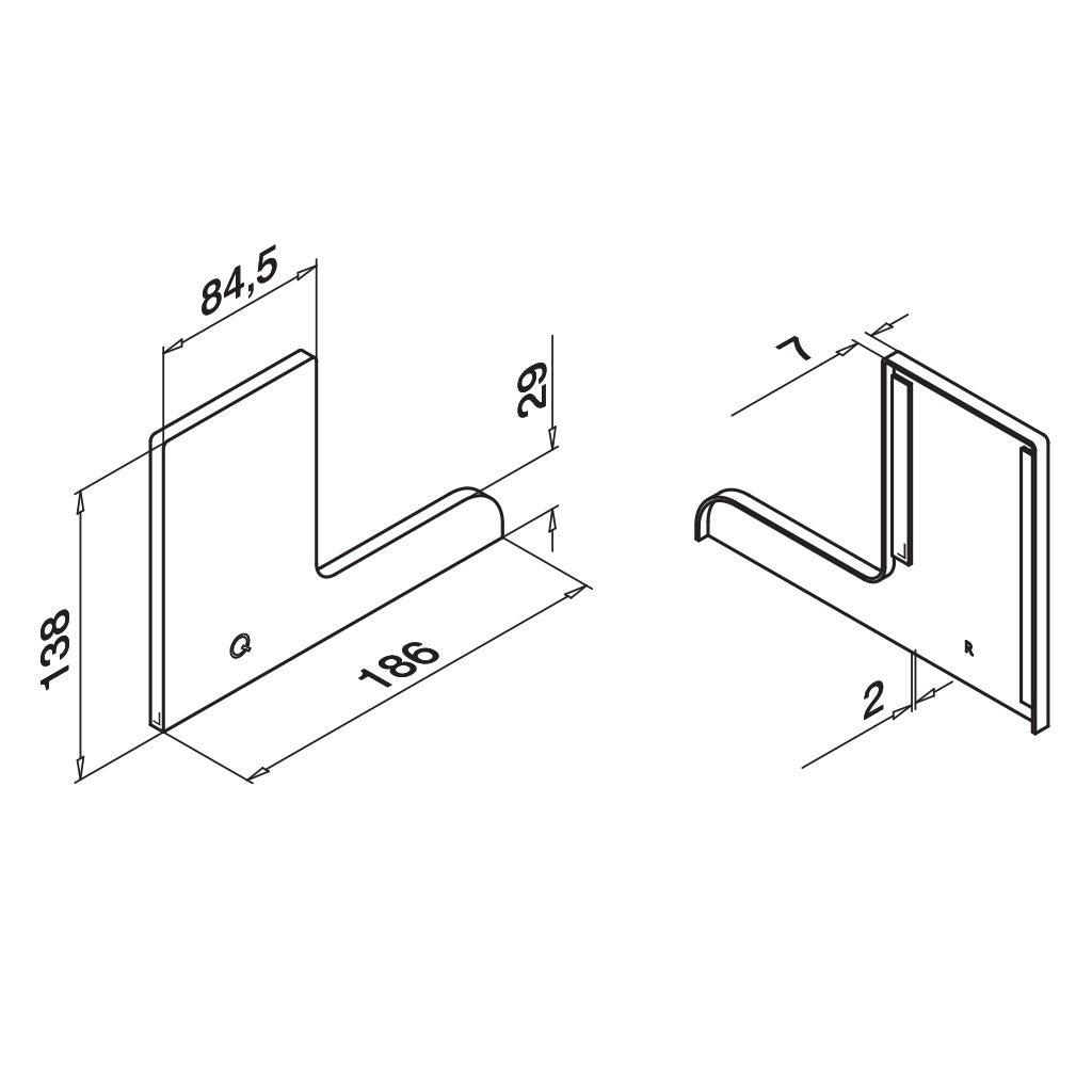 Q-railing EASY GLASS MAX F Top Mount profilio aklė MOD 8522 dešinė pusė, ner. plieno išvaizda (brushed, anodised)