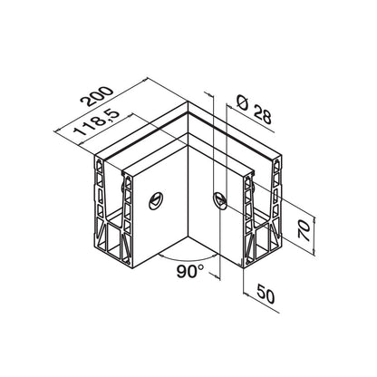 Q-railing EASY GLASS MAX Fascia Mount profilio kampas MOD 8531