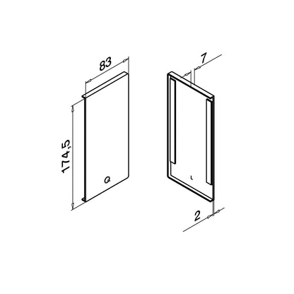Q-railing EASY GLASS MAX Fascia Mount profilio aklė MOD 8532 kairė pusė, ner. plieno išvaizda (brushed, anodised)