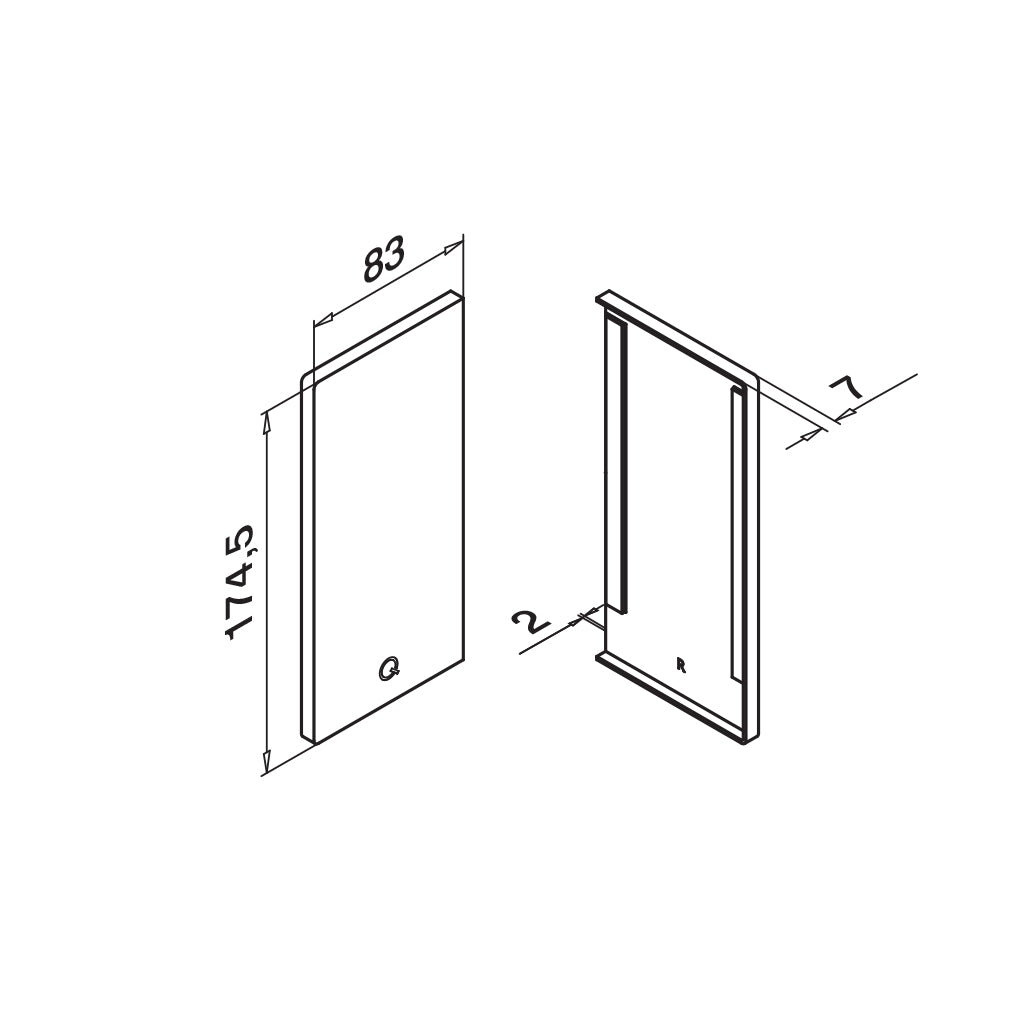 Q-railing EASY GLASS MAX Fascia Mount profilio aklė MOD 8532 dešinė pusė, ner. plieno išvaizda (brushed, anodised)