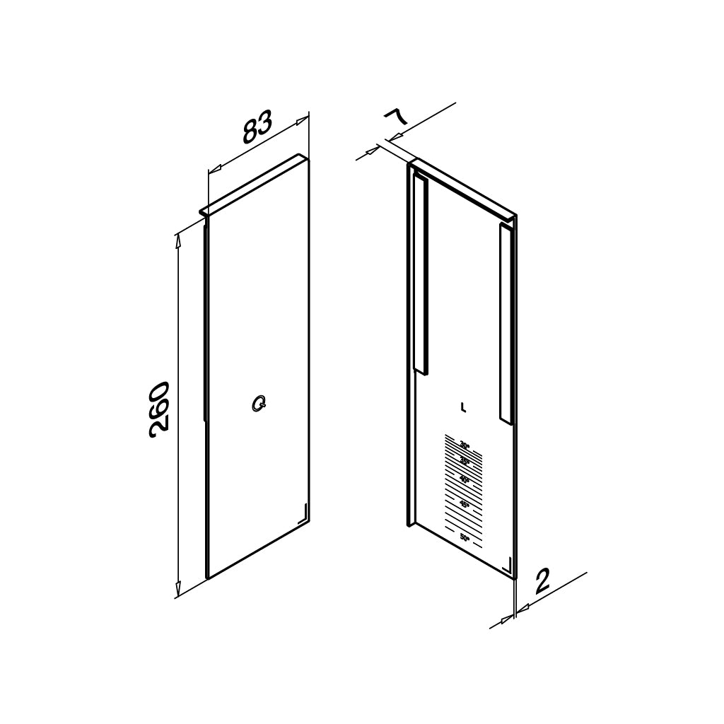 Q-railing EASY GLASS MAX Fascia Mount profilio aklė MOD 8532 laiptams, kairė pusė, ner. plieno išvaizda (brushed, anodised)